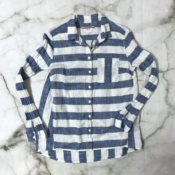 Tommy Hilfiger Tops - Tommy Hilfiger Cotton Button Down Striped Shirt